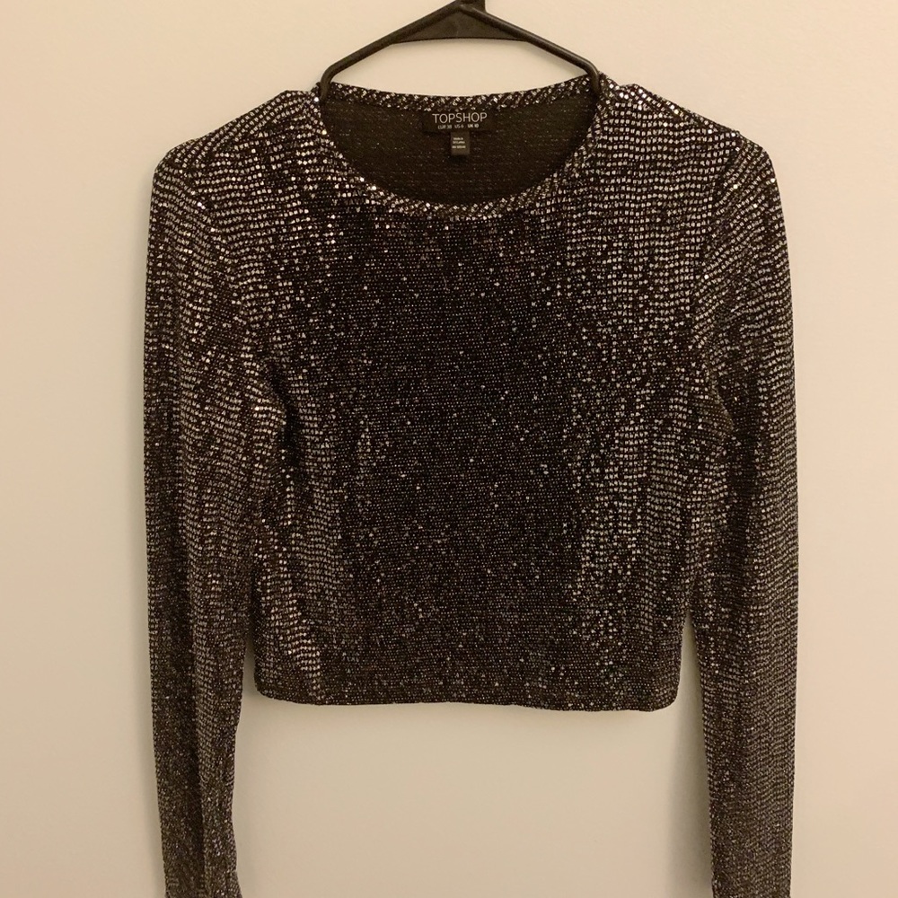 Top shop sparkly long sleeve going out top